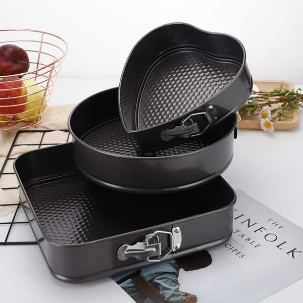 

3pcs Plain Removable Bottom Cake Mold, Dark grey