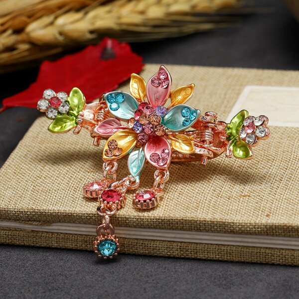 

Rhinestone Flower Decor Hair Clip, Multicolor