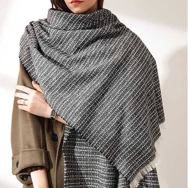 

Raw Hem Scarf, Black and white