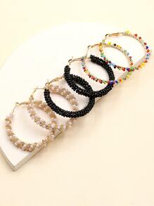 3 pares Pendientes de aro con cuenta