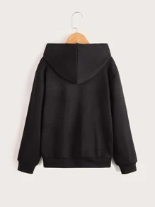 SHEIN Sudadera con hombros caídos y gráfico de eslogan para niño preadolescente - Negro - Ver 2