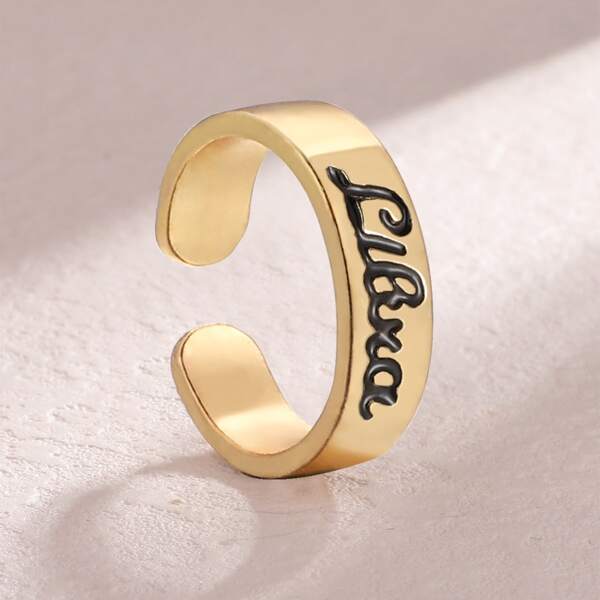

Letter Graphic Cuff Ring, Gold