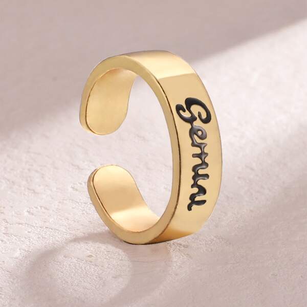 

Letter Graphic Cuff Ring, Gold