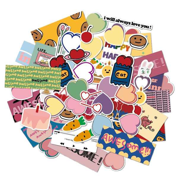

60sheets Cartoon Graphic Random Sticker, Multicolor