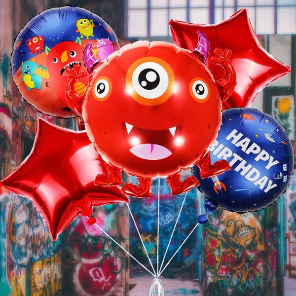 

5pcs Monster Shaped Decorative Balloon, Multicolor