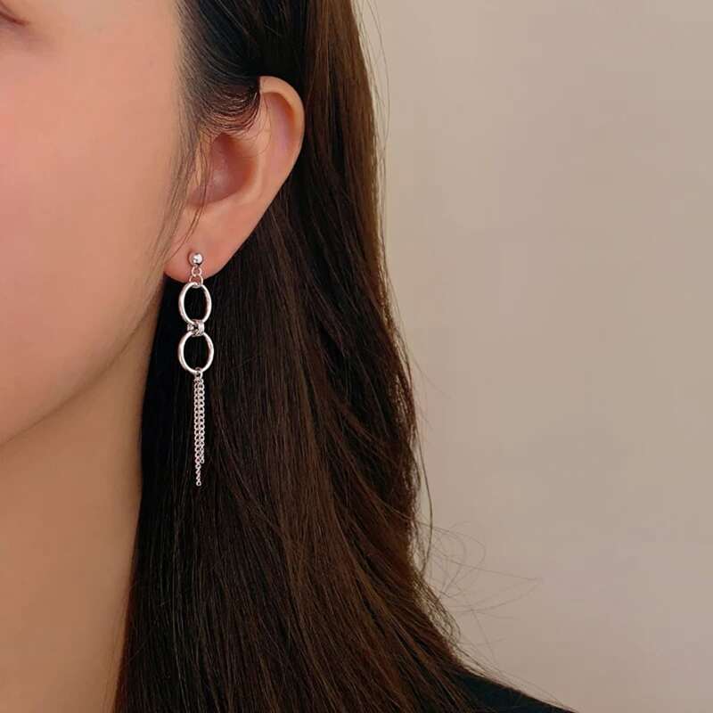 

Simple Chain Drop Earrings, Silver