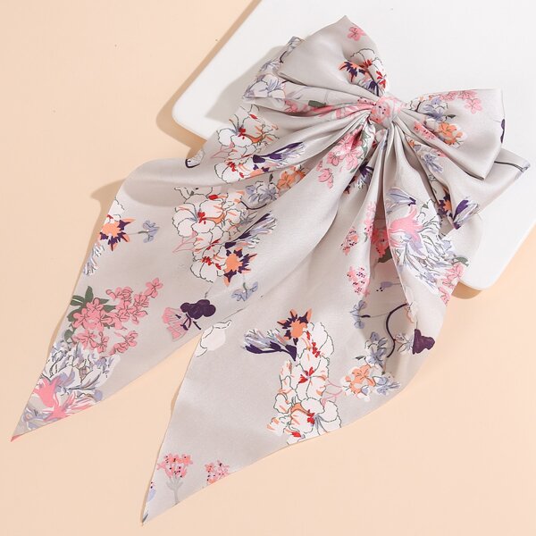 

Floral Print Bow Decor Hair Clip, Multicolor