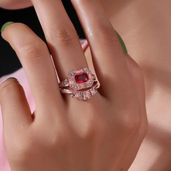 

2pcs Rhinestone Decor Ring, Rose gold