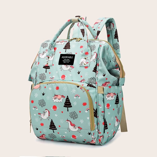 

All Over Print Large Capacity Backpack, Green