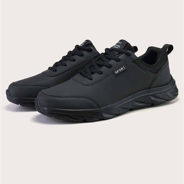 

Men Patch Decor Lace-up Sneakers, Black