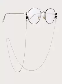 1 件简约时尚圆珠装饰金属眼镜链，硅胶防滑男女太阳镜链，女孩可爱眼镜链，老花镜链，眼镜挂绳 - 銀色 - 查看 2