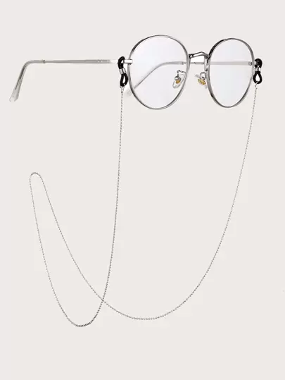 1pc Simple Fashion Round Bead Decor Metal Eyeglass Chain, Silicone Anti-Slip Sunglasses Chain For Men And Women,Cute Galsses Chain For Girls,Reading Glasses Chain,Eyeglasses Lanyard