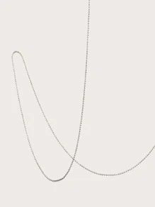 1 件简约时尚圆珠装饰金属眼镜链，硅胶防滑男女太阳镜链，女孩可爱眼镜链，老花镜链，眼镜挂绳 - 銀色 - 查看 5