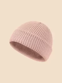 極簡風格素色豆豆帽 - 粉色 - 查看 1