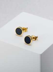 Round Stud Earrings - Yellow Gold - View 1