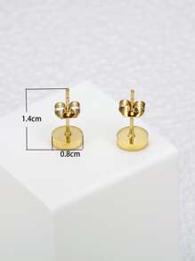 Round Stud Earrings - Yellow Gold - View 2