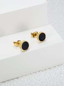 Round Stud Earrings - Yellow Gold - View 3