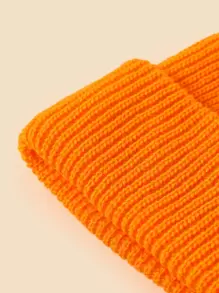 Minimalist Solid Beanie Hat For Winter For Daily Wear Gift For Friend Casual,School - Orange - View 3