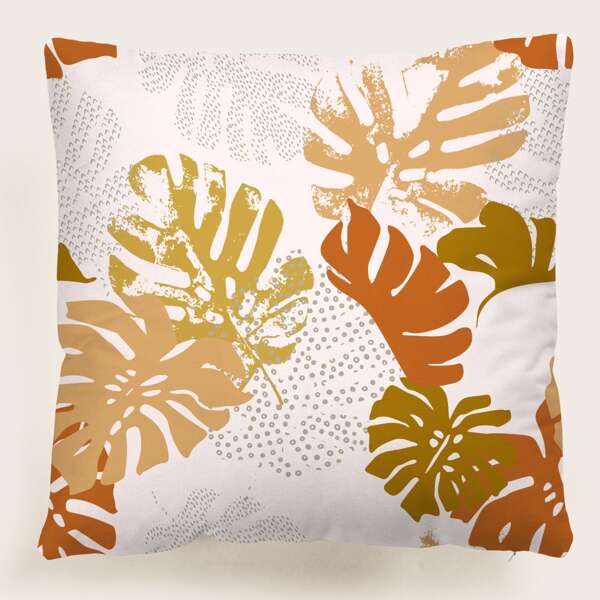 

Leaf Print Cushion Cover Without Filler, Multicolor