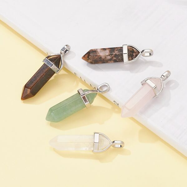 

5pcs Stone DIY Pendant, Multicolor