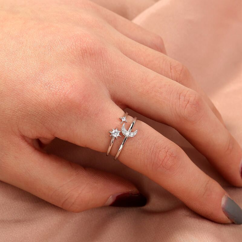 

Rhinestone Decor Ring, Silver