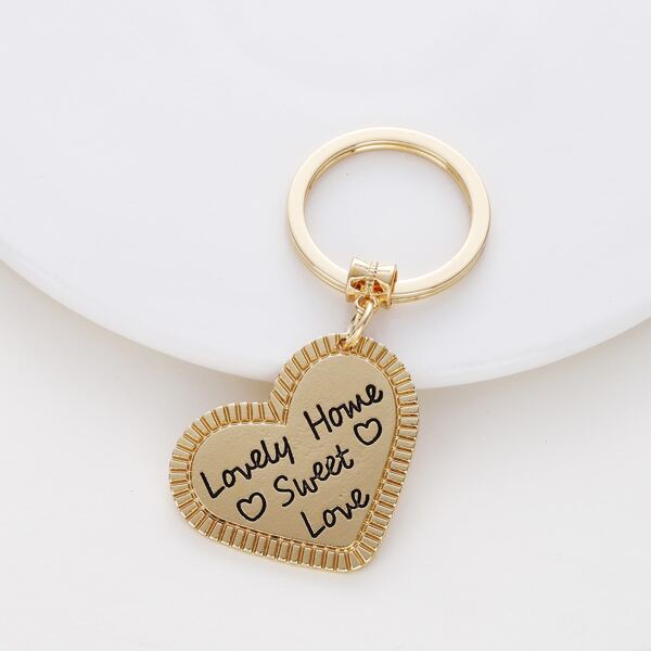 

Heart Charm Keychain, Gold