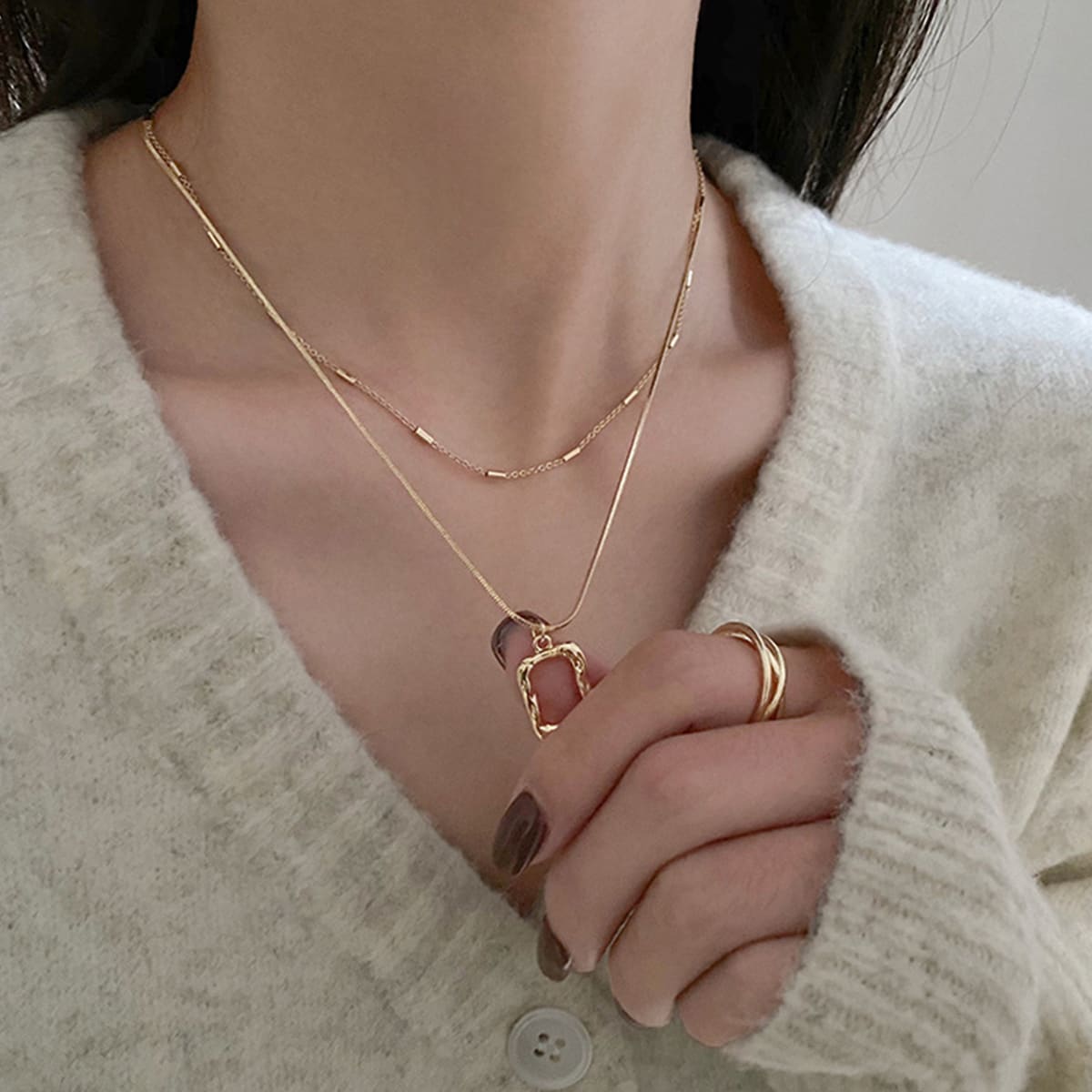 

Simple Layered Necklace, Gold