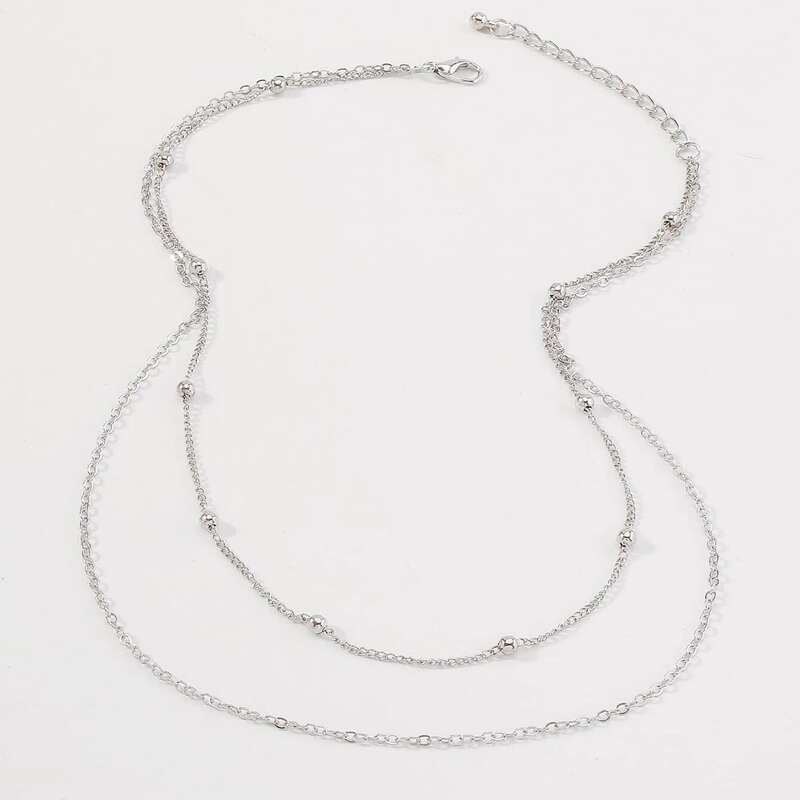 

Simple Layered Necklace, Silver