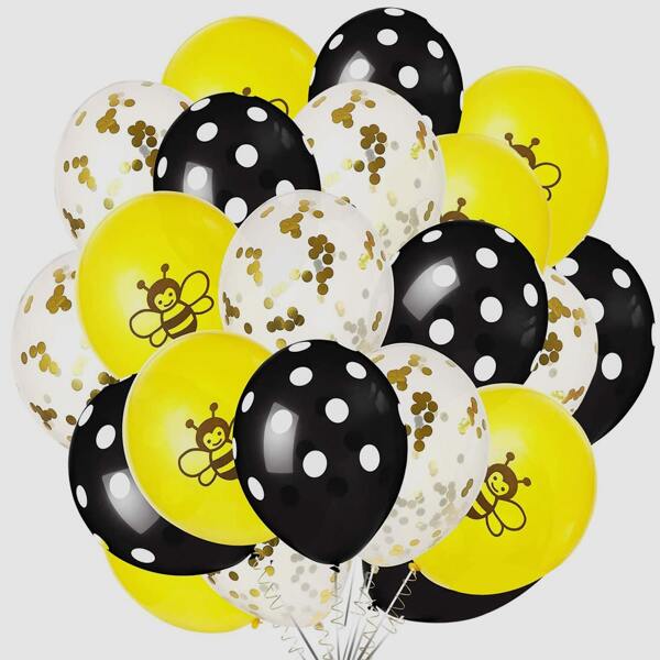 

17pcs Bee Print Decorative Balloon, Multicolor
