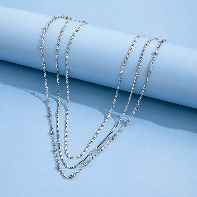 

Minimalist Layered Chain Necklace, Silver