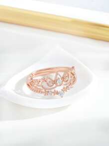Cubic Zirconia Decor Ring - Rose Gold - View 4