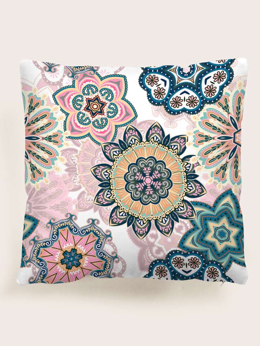 Mandala Print Cushion Cover Without Filler, Throw Pillow Case, Pillow Insert Not Include, For Sofa, Living Room - Multicolor - View 1
