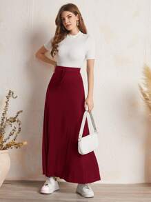 Mulvari Váy Maxi Thường Ngày Thắt Eo Màu Đỏ Burgundy - Màu Đỏ Sâu - Xem 3