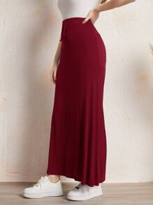 Mulvari Váy Maxi Thường Ngày Thắt Eo Màu Đỏ Burgundy - Màu Đỏ Sâu - Xem 4