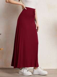 Mulvari Váy Maxi Thường Ngày Thắt Eo Màu Đỏ Burgundy - Màu Đỏ Sâu - Xem 5