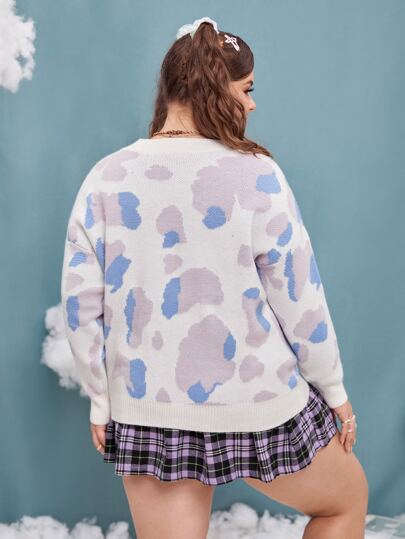 Jersey con patrón de dibujo de hombros caídos