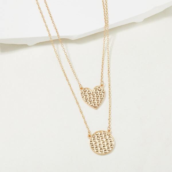 

Heart Pendant Layered Necklace, Gold