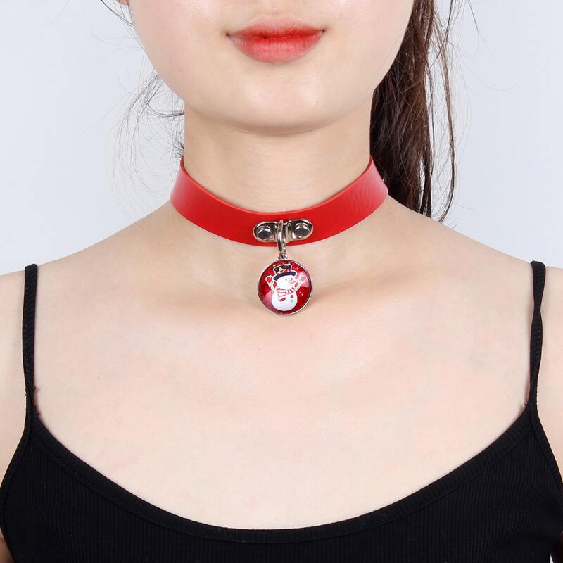 

Snowman Graphic Decor Choker, Red