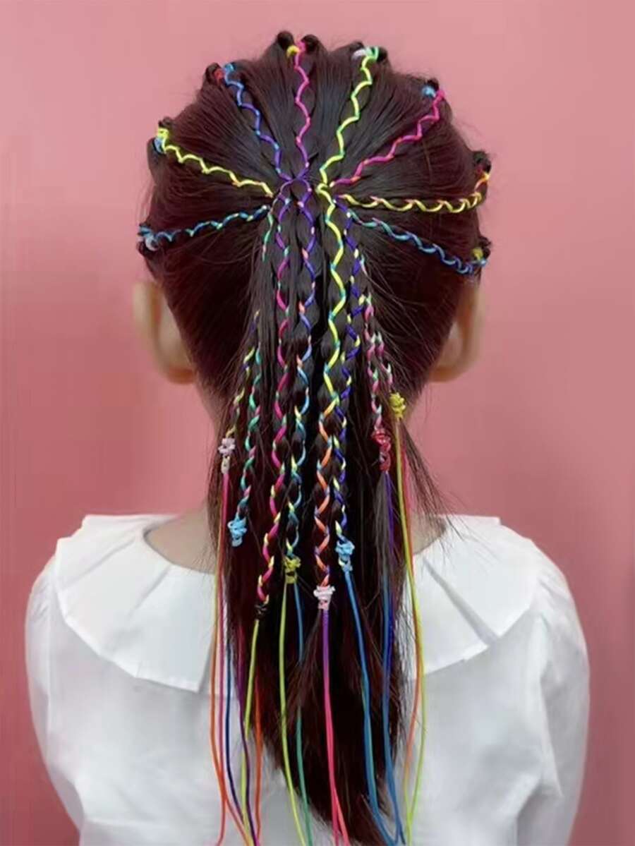 20 piezas Diademas de estilo punk coloridas para el cabello trenzado de niños, adecuadas para el estilo de cabello de rastas y actuaciones callejeras y de danza - Multicolor - Ver 1