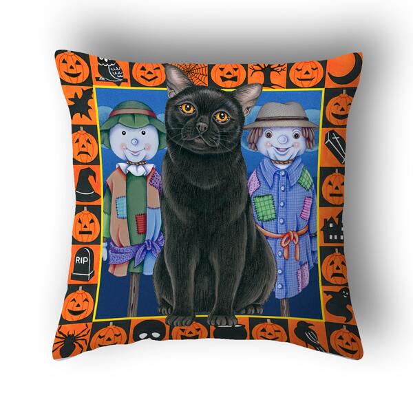

Halloween Cat Print Cushion Cover Without Filler, Multicolor