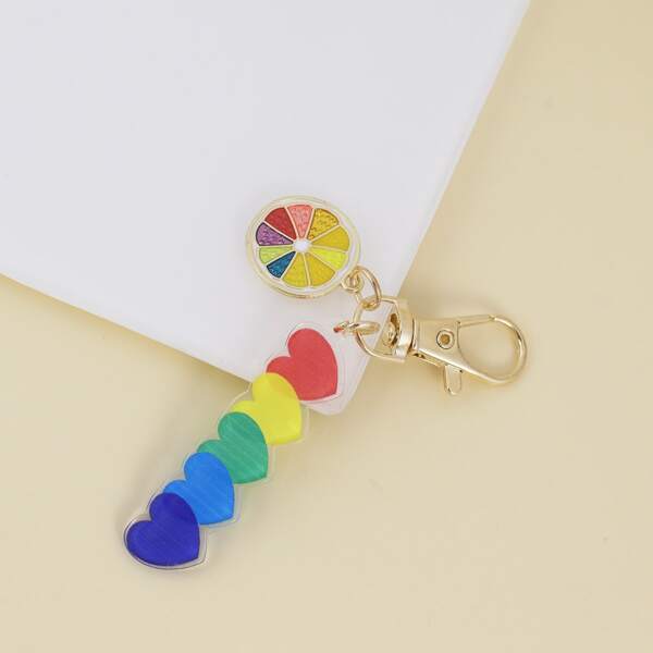 

Colorful Heart Charm Keychain, Multicolor