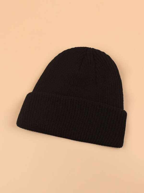 Letter Embroidered Knit Hat SHEIN USA
