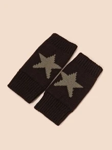 1pair Women's Knitted Short Gloves With Star Decorations, Stylish And Suitable For Daily Use - Multicolor - View 2