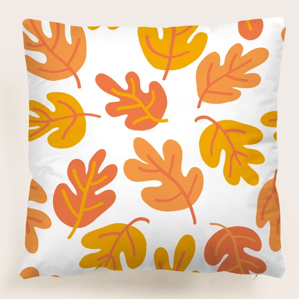 

Leaf Print Cushion Cover Without Filler, Multicolor