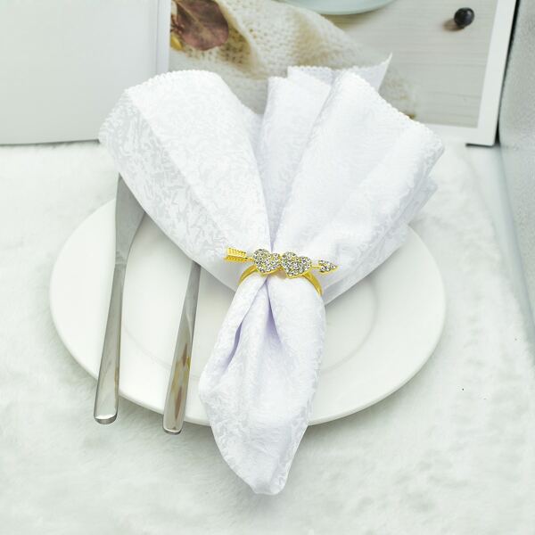 

1pc Rhinestone Heart Napkin Ring, Gold
