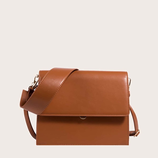 

Flap Design Shoulder Square Bag, Brown