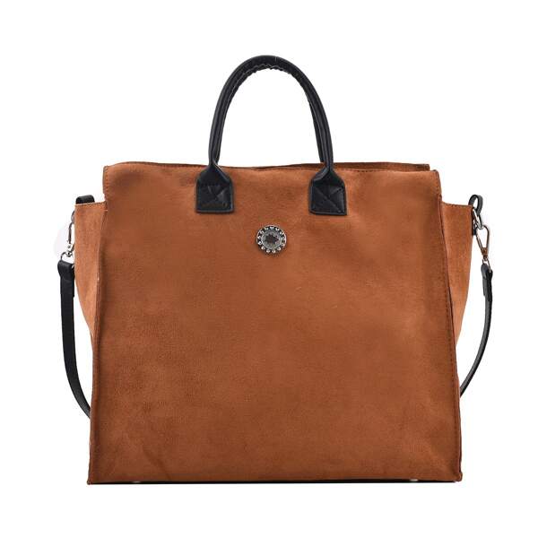 

Minimalist Zip Top Handle Bag, Brown
