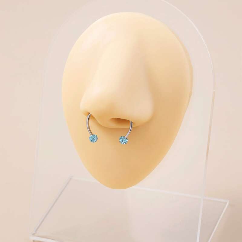

Rhinestone Decor Nose Ring, Silver