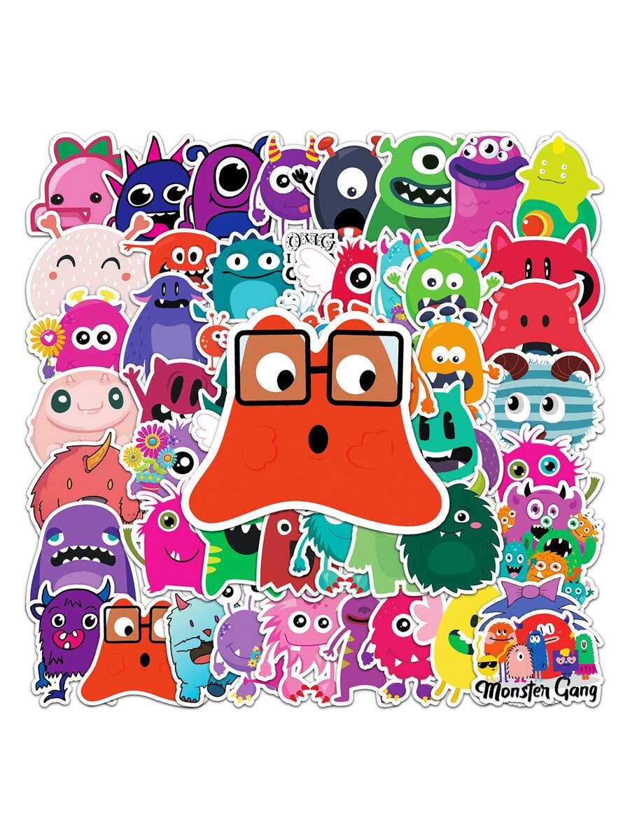 50張卡通圖案貼紙 - 彩色 - 查看 1