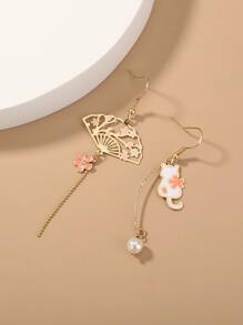 Nooxian 貓不成對耳環 - 彩色 - 查看 3